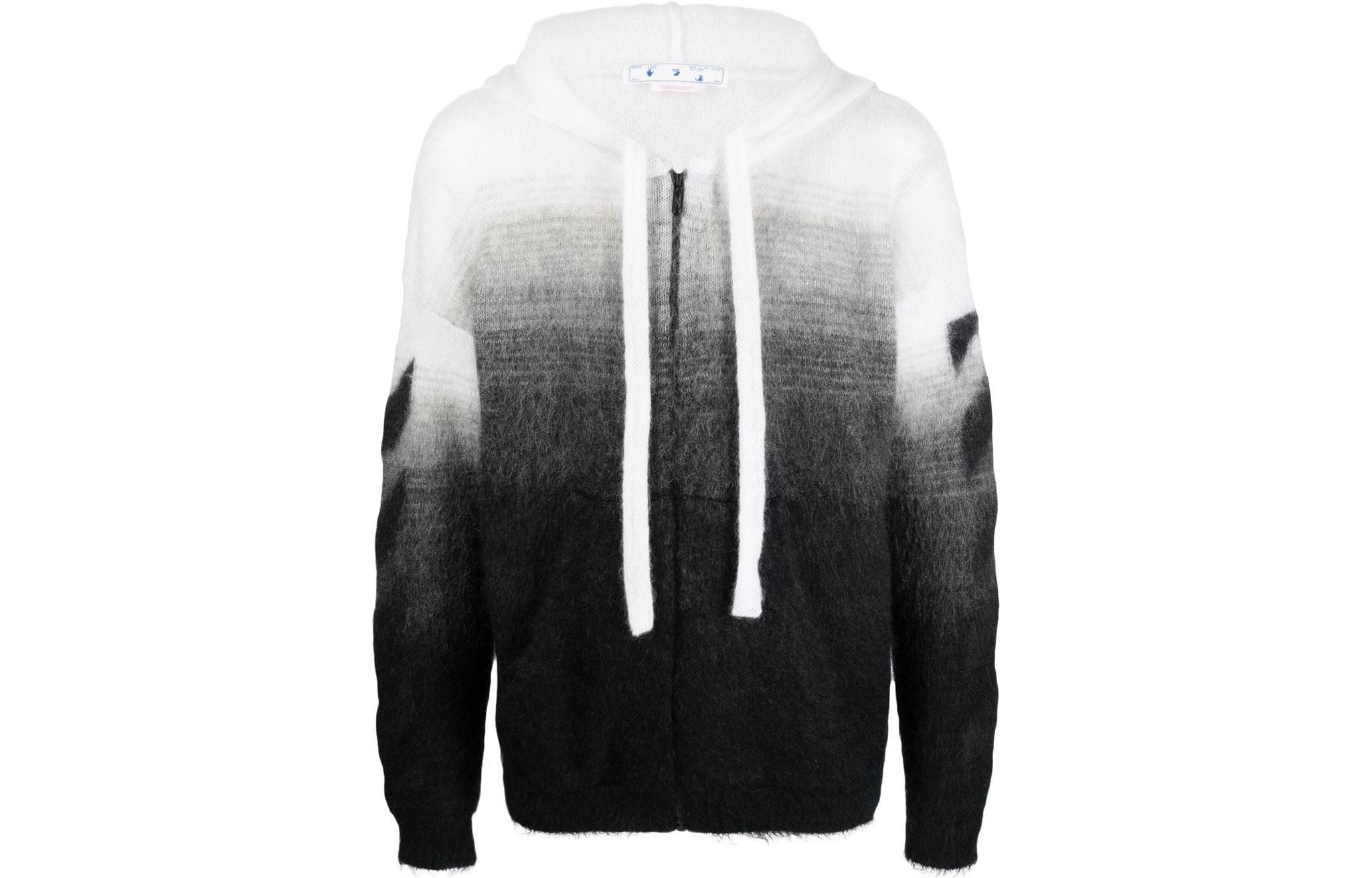 OFF-WHITE  Colorblock Drawstring Zip Knit Hoodie Black Regular Fit OMHA132C99KNI0011010