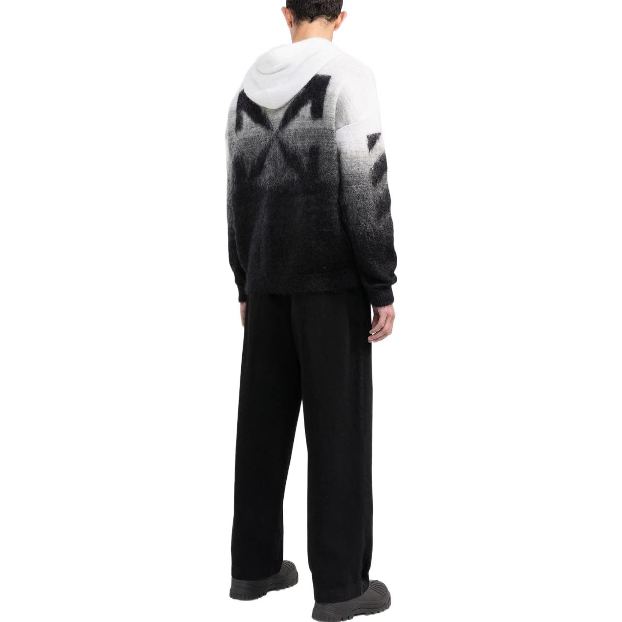 OFF-WHITE  Colorblock Drawstring Zip Knit Hoodie Black Regular Fit OMHA132C99KNI0011010 圖 4