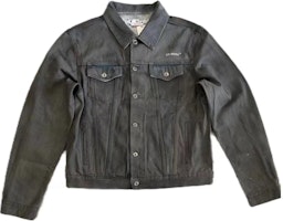 OFF-WHITE Gray Long Sleeve Jacket with Lettered Collar OMYE079C99DEN0044001SD OFF-WHITE Gray Long Sleeve Jacket with Lettered Collar OMYE079C99DEN0044001SD