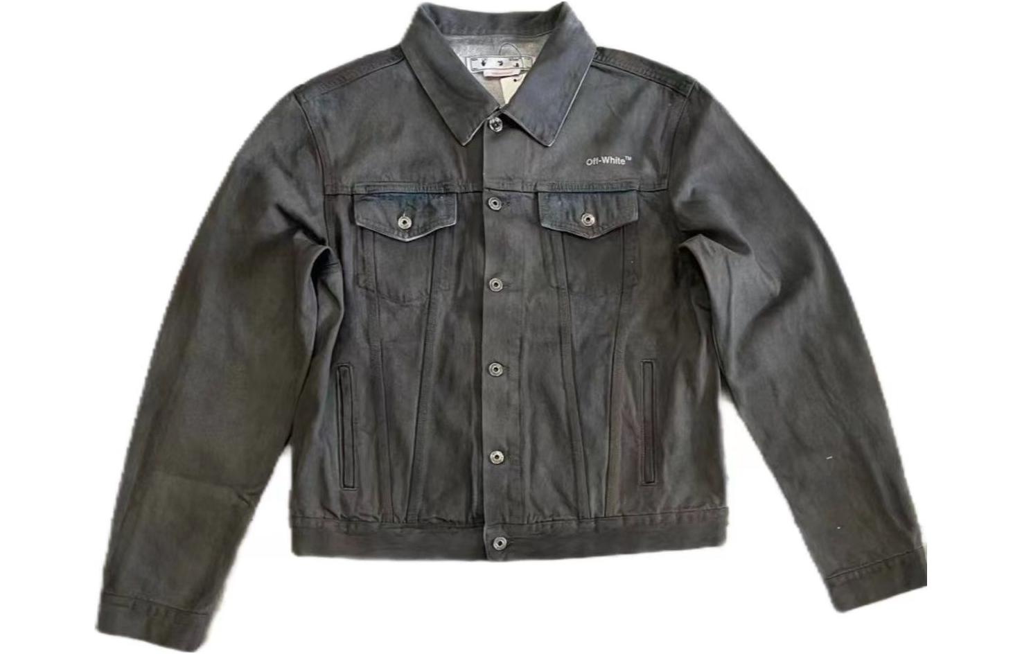 Order オフホワイト グレー 長袖 ジャケット レタードカラー付き OMYE079C99DEN0044001SD