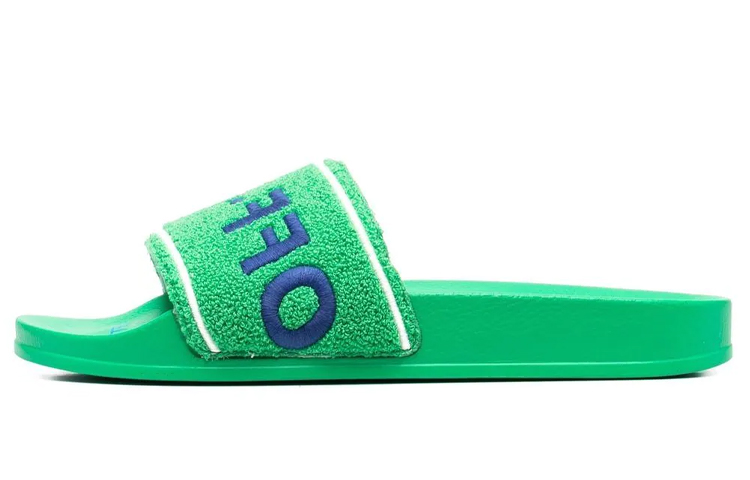Off-White 'Green Towel Logo Embroidered Slides'