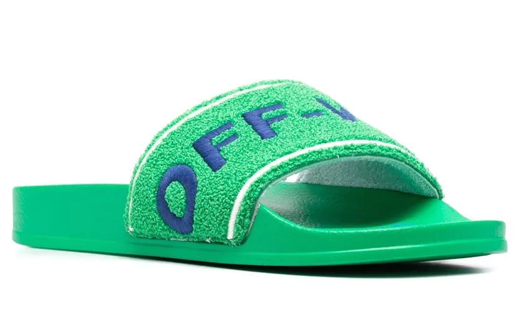 Off-White 'Green Towel Logo Embroidered Slides' 圖 2