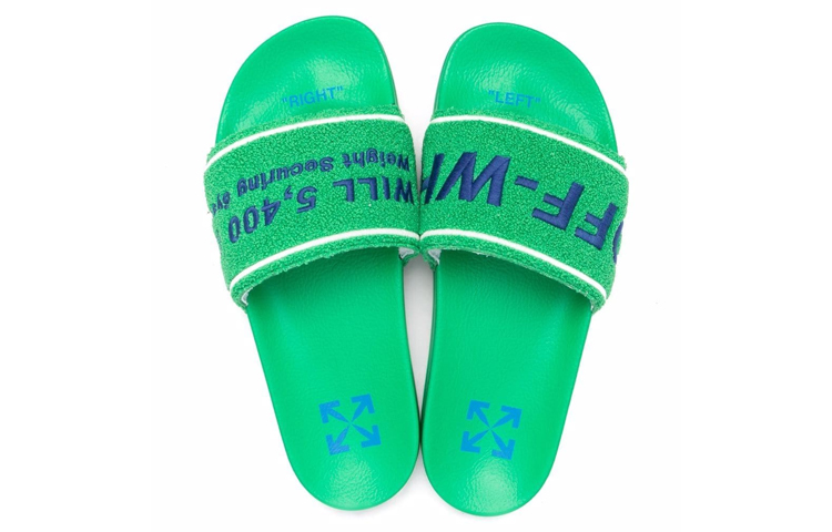 Off-White 'Green Towel Logo Embroidered Slides' 圖 3