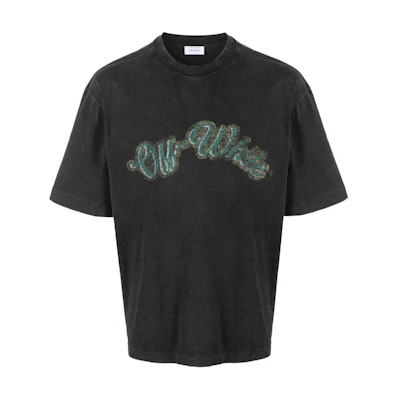 OFF-WHITE Grey Short Sleeve Crewneck Letter Print T-Shirt Regular Fit OMAA120S24JER0131055