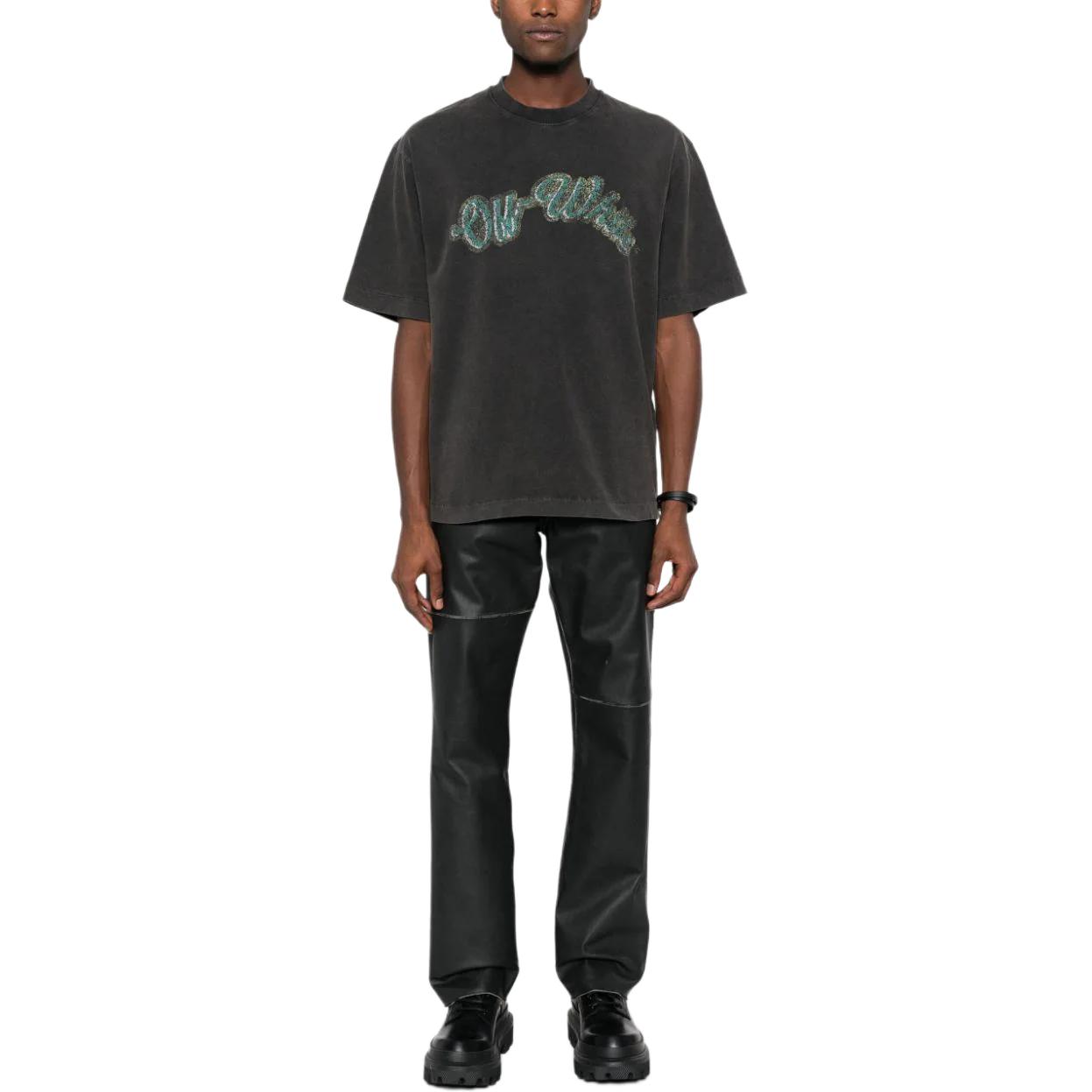 OFF-WHITE  Grey Short Sleeve Crewneck Letter Print T-Shirt Regular Fit OMAA120S24JER0131055 圖 3