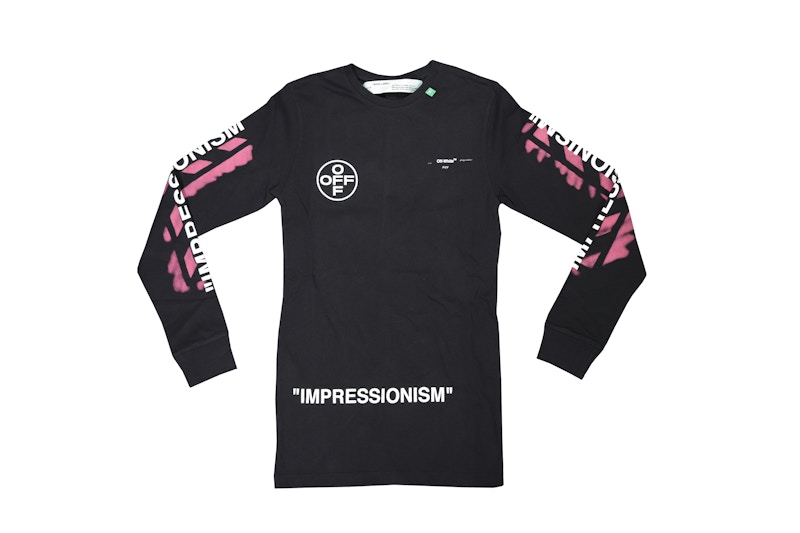 Off-White 'Impressionism' Diag Stencil Long Sleeve Tee Black