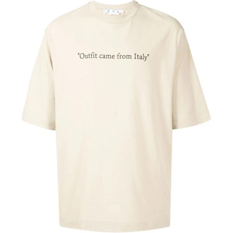 Order OFF-WHITE  Logo Print Crewneck T-Shirt Light Brown. OMAA119S22JER0021710
