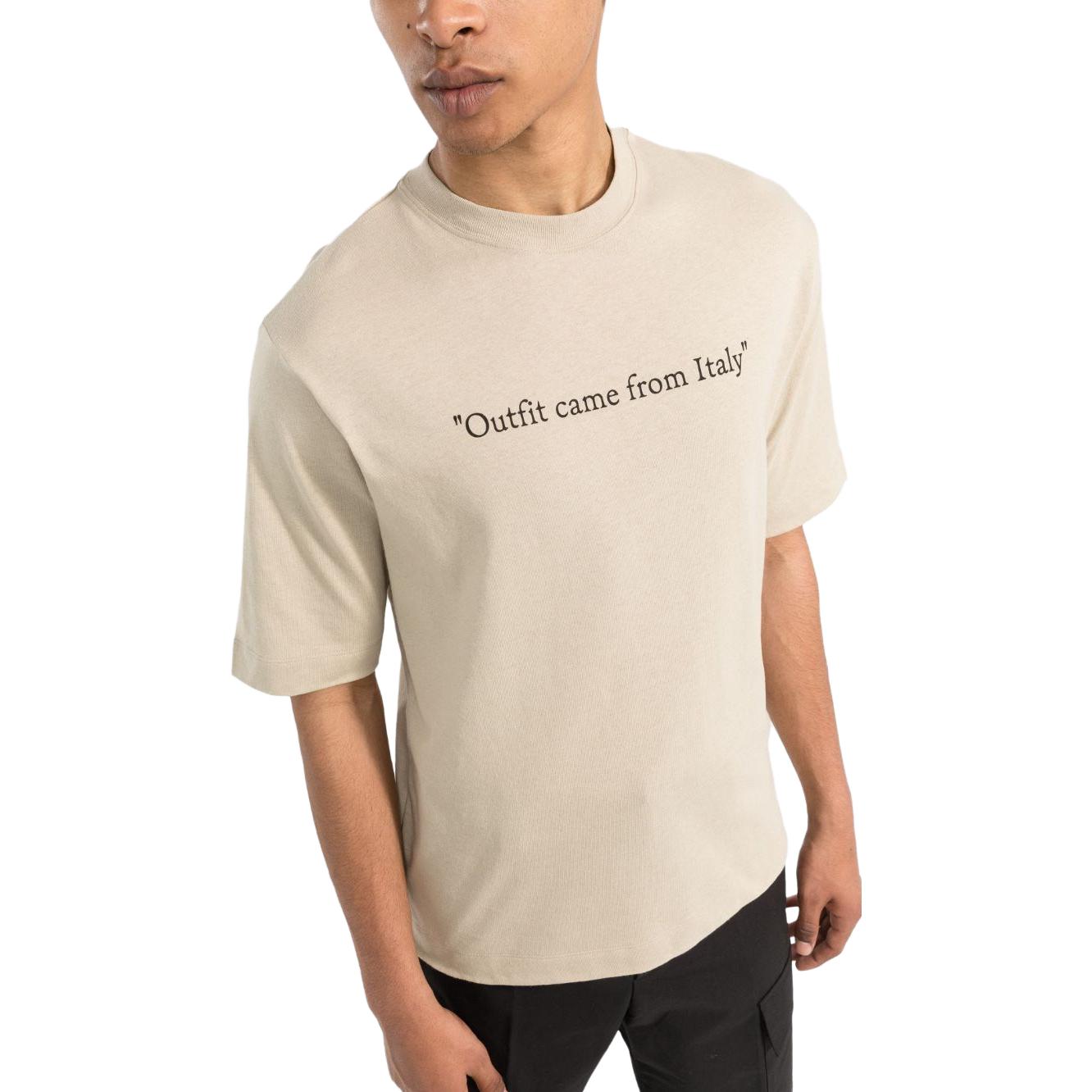 Lookbook OFF-WHITE  Logo Print Crewneck T-Shirt Light Brown. OMAA119S22JER0021710