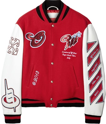 OFF-WHITE 紅色拼布設計長袖飛行外套 OMJA122F24LEA0012503 Buy OFF-WHITE 紅色拼布設計長袖飛行外套 OMJA122F24LEA0012503