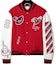 Buy OFF-WHITE 紅色拼布設計長袖飛行外套 OMJA122F24LEA0012503