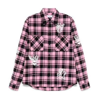 OFF-WHITE Pink Curved Hem Button-Up Long Sleeve Shirt OMGE030F24FAB0013201