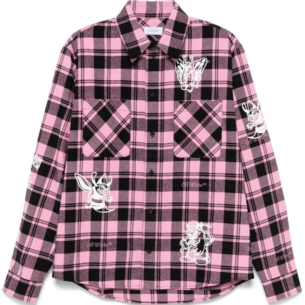 Order OFF-WHITE 粉色弧形下摆长袖衬衫 OMGE030F24FAB0013201