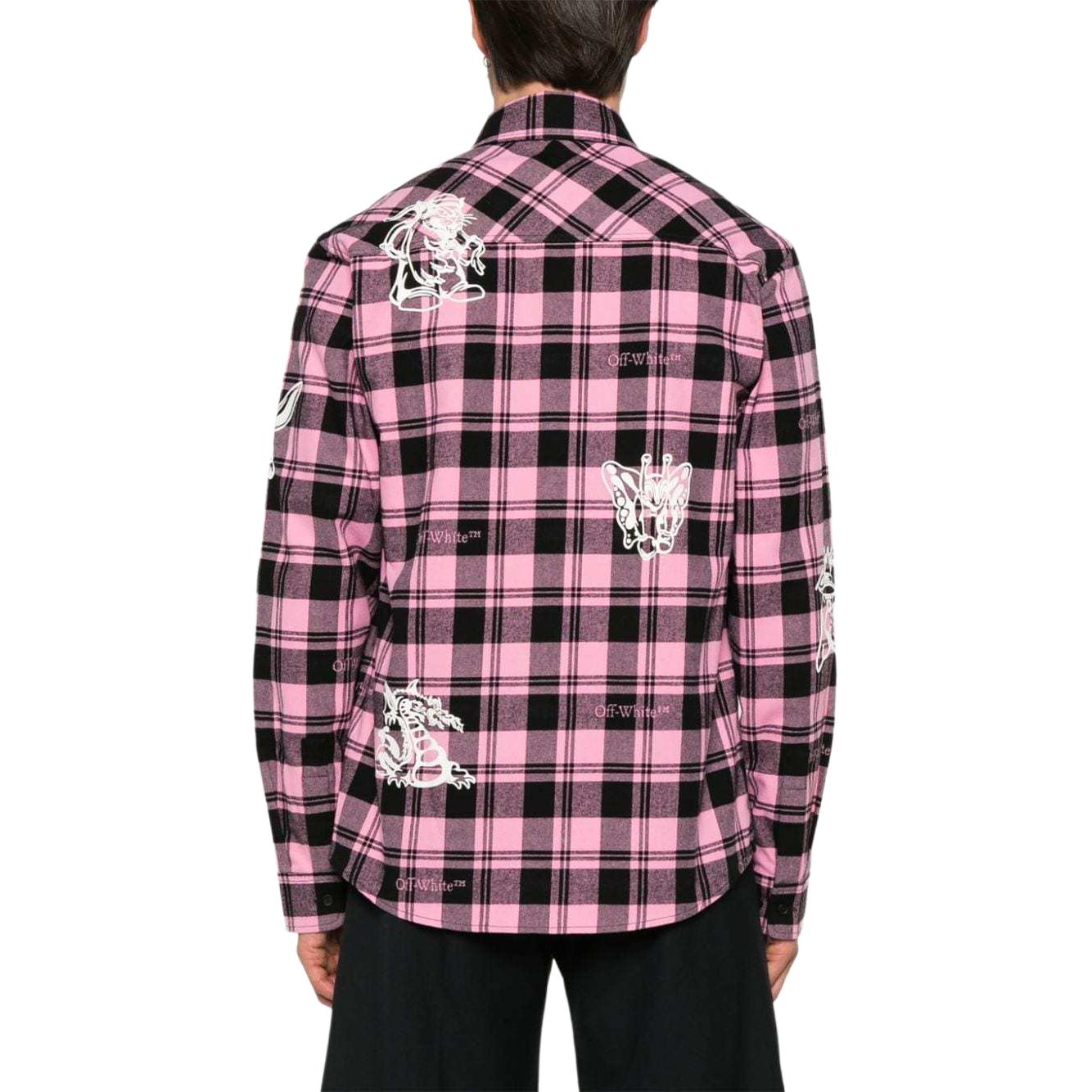 Shop OFF-WHITE 粉色弧形下摆长袖衬衫 OMGE030F24FAB0013201