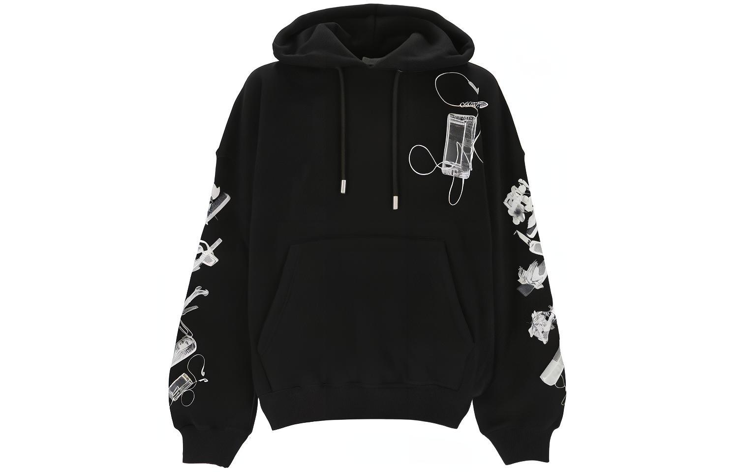 OFF-WHITE  Printed Graphic Hoodie Black OMBB118S24FLE0021009