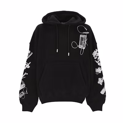 OFF-WHITE Printed Graphic Hoodie Black OMBB118S24FLE0021009