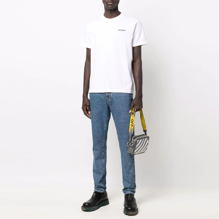 OFF-WHITE  Slim Fit Logo Print White Short Sleeve T-Shirt OMAA027C99JER0090110 圖 3