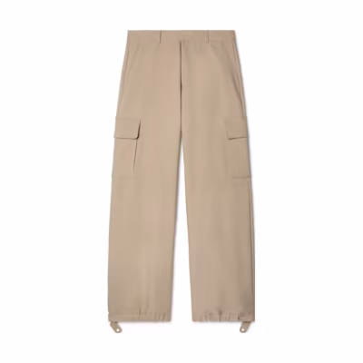 OFF-WHITE Solid Color Loose Fit Long Zipper Cotton Cargo Pants OMCF037F23FAB0046161