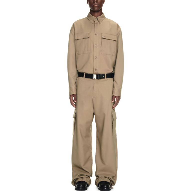 Lookbook OFF-WHITE Celana Kargo Katun Longgar Resleting Panjang Warna Solid OMCF037F23FAB0046161