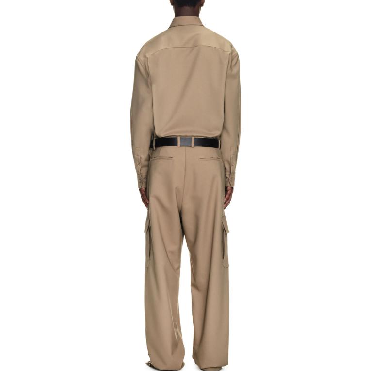 Shop OFF-WHITE Celana Kargo Katun Longgar Resleting Panjang Warna Solid OMCF037F23FAB0046161