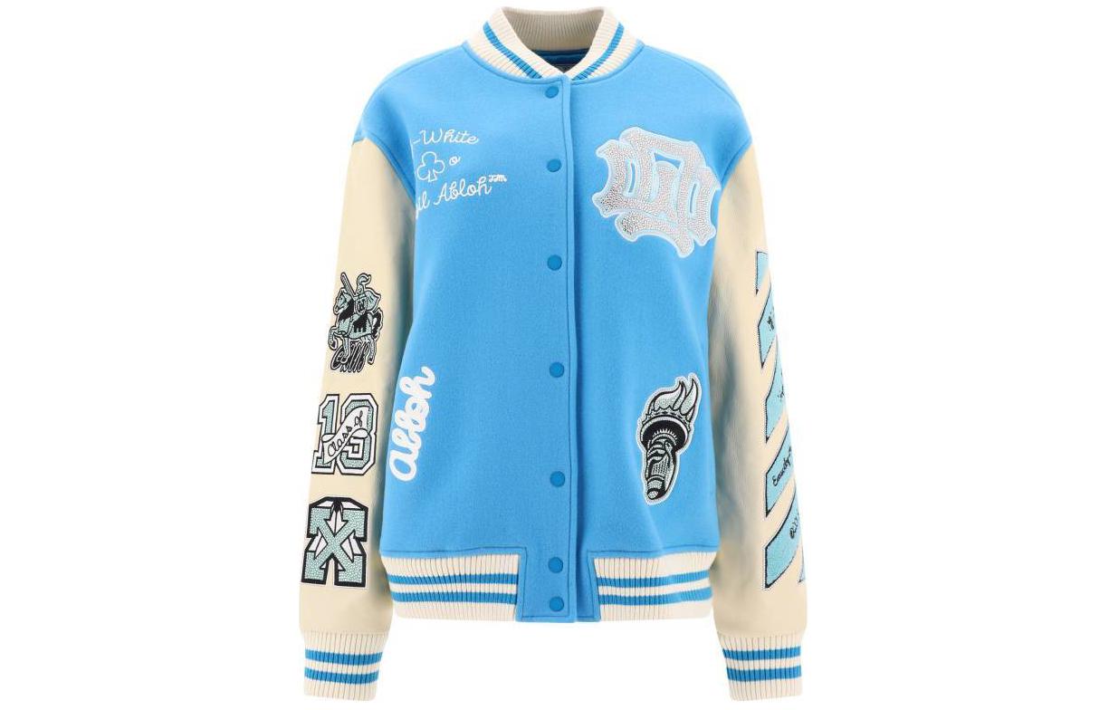 Order OFF-WHITE Jaket Dua Warna Butang Biru Muda OWEK003S23FAB0014401