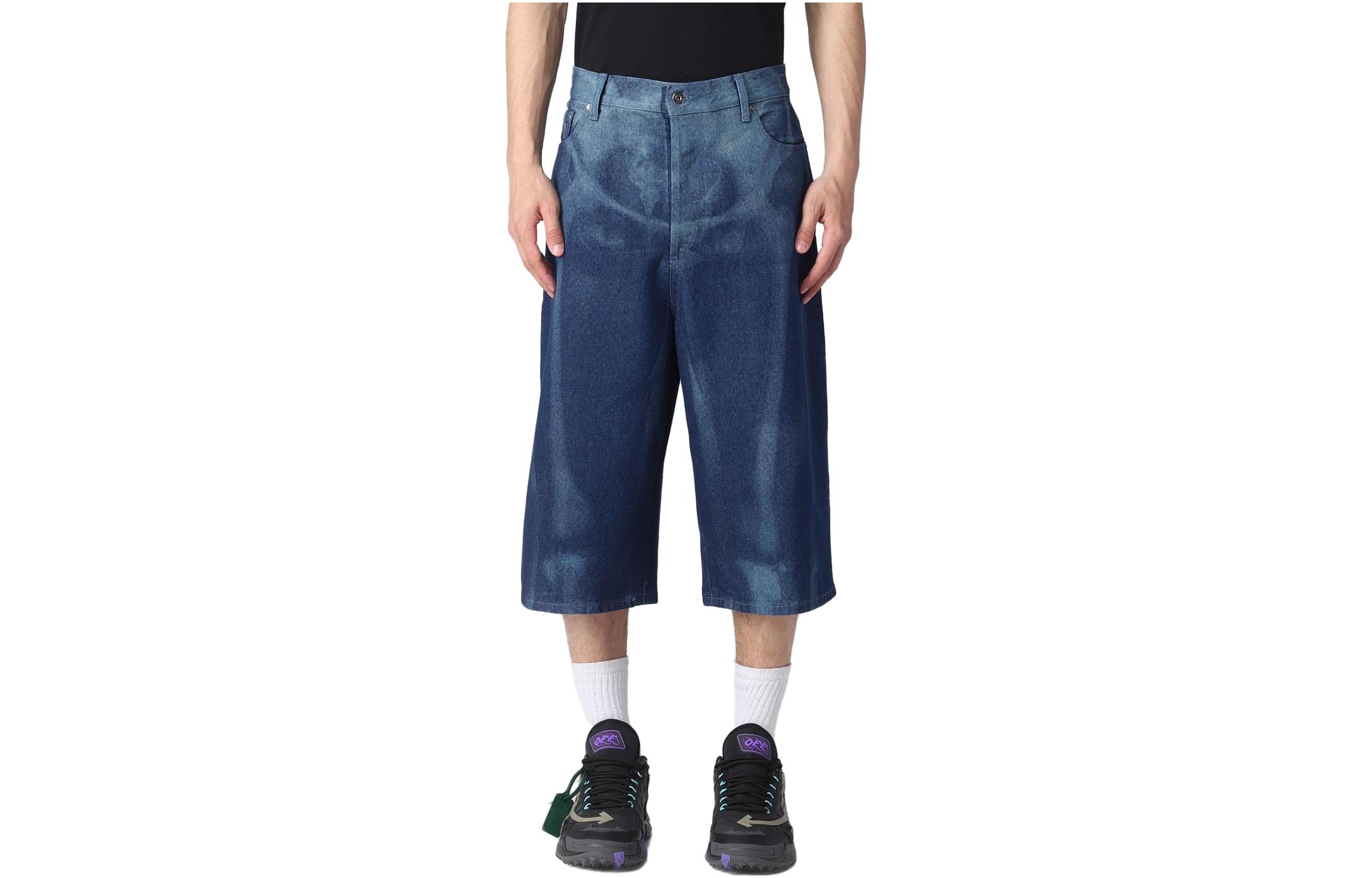 Order OFF-WHITE Jeans Denim Biru Wide-Leg Gradient Washed OMYC016S23DEN0016900