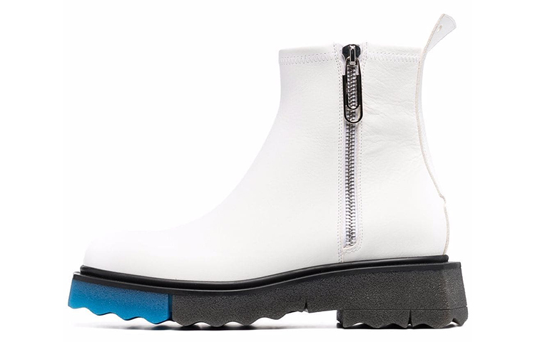 Off-White 'White Leather Chunky Heel Boot' OMID004F21LEA0010145