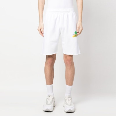 OFF-WHITE Shorts Blancos Ajuste Holgado Flecos Estampado de Letras OMCI006S23FLE0020184 Lookbook OFF-WHITE Shorts Blancos Ajuste Holgado Flecos Estampado de Letras OMCI006S23FLE0020184