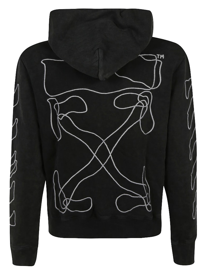 Order 黑白抽象箭頭刺繡連帽衫