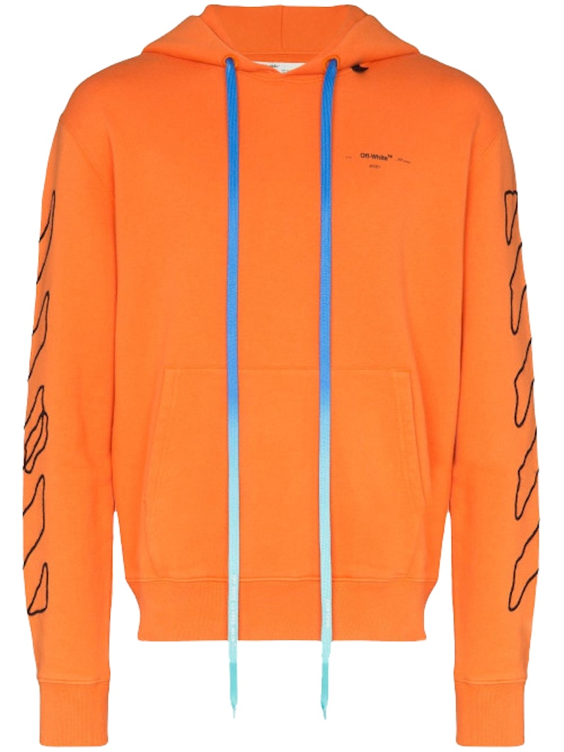 Beli Off-White Abstract Arrows Embroidered Hoodie Orange/Black
