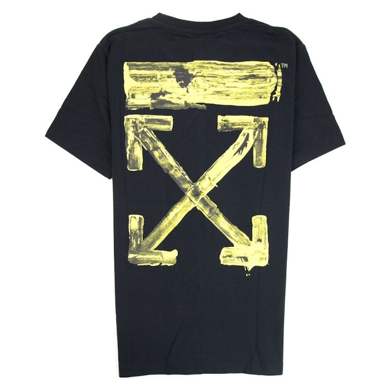 Order Off-White Acrylic Arrows Kemeja-T Hitam/Kuning Pendek
