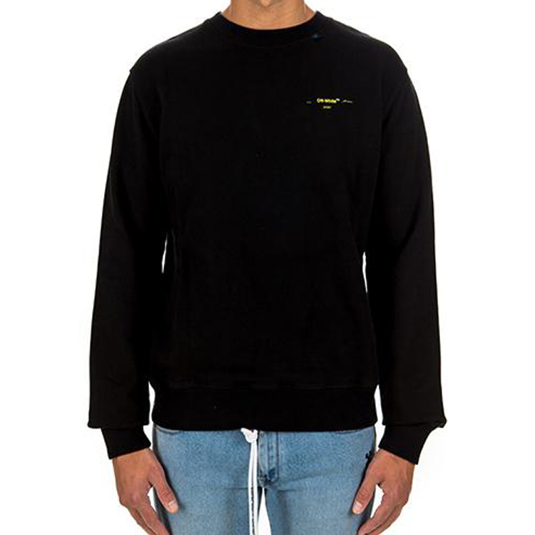 Shop OFF-WHITE 壓克力箭頭修身黑色圓領衛衣 OMBA025F19E300101060