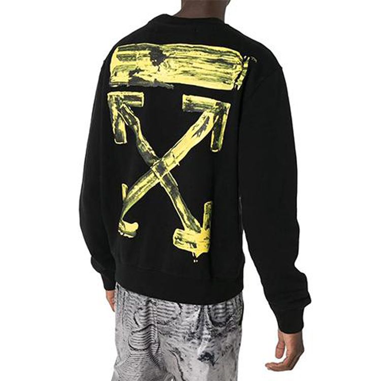 Purchase OFF-WHITE 壓克力箭頭修身黑色圓領衛衣 OMBA025F19E300101060