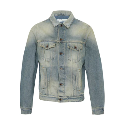 Off-White Airport Tape Denim Jacket Vintage Wash Multicolor