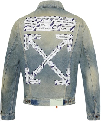 Off-White Airport Tape Denim Jacket Vintage Wash Multicolor Order Off-White Airport Tape Denim Jacket Vintage Wash Multicolor