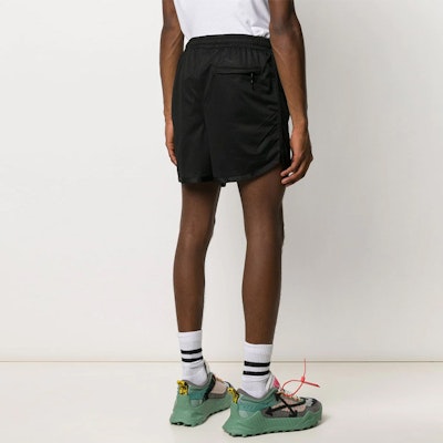 Off-White Airport Tape Mesh Shorts Black/Multicolor Shop Off-White Airport Tape Mesh Shorts Black/Multicolor
