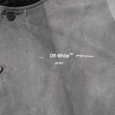 Jaket Varsity Off-White Airport Tape Hitam/Multicolor Lookbook Jaket Varsity Off-White Airport Tape Hitam/Multicolor