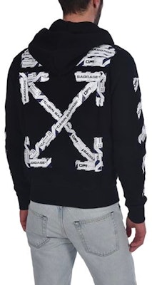 Off-White Airport Tape Zip Up Hoodie Black Shop Off-White Airport Tape Zip Up Hoodie Black