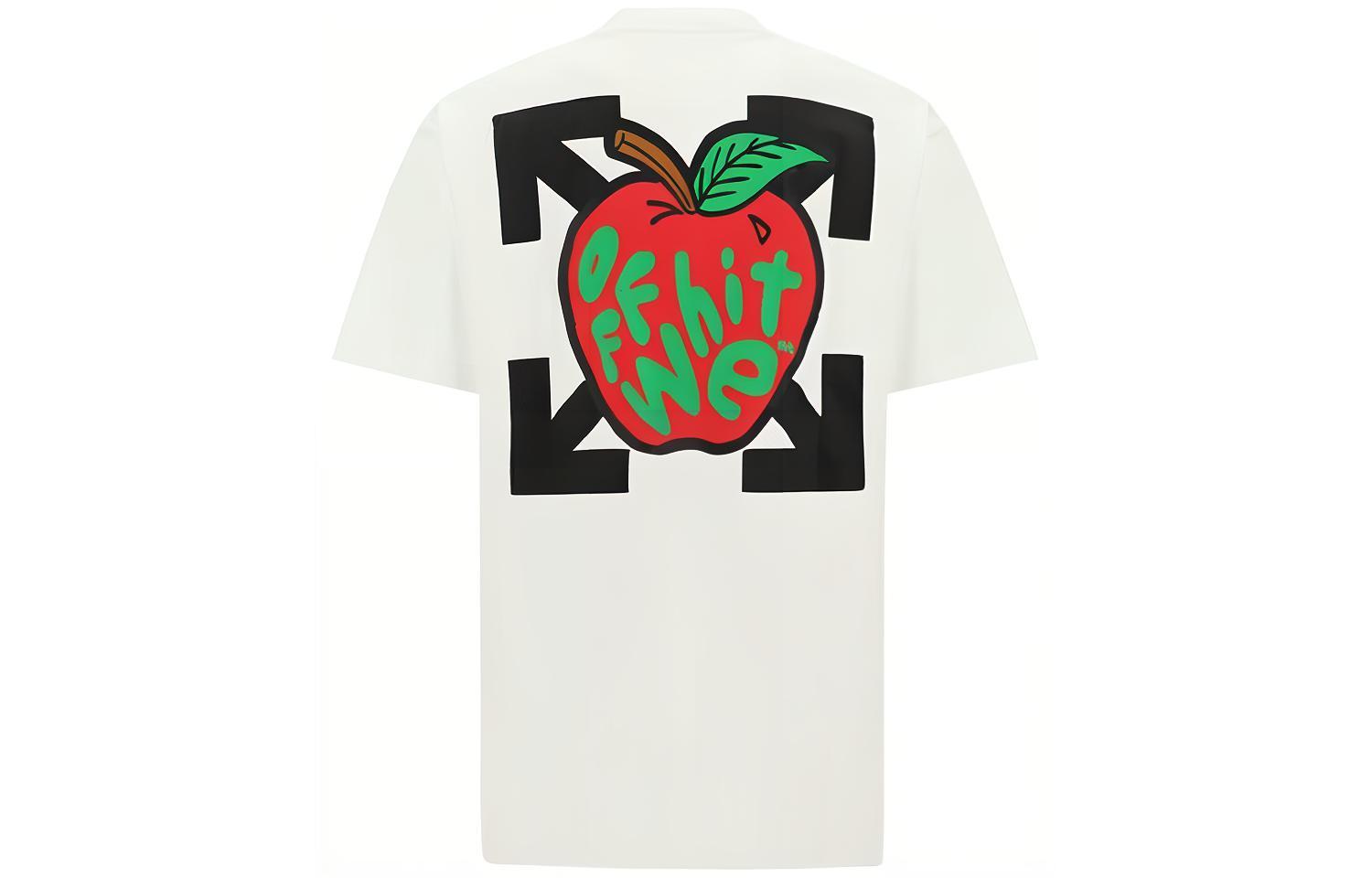 Buy Camiseta Blanca Off-White Apple Arrow Print. OMAA038S21JER0150125