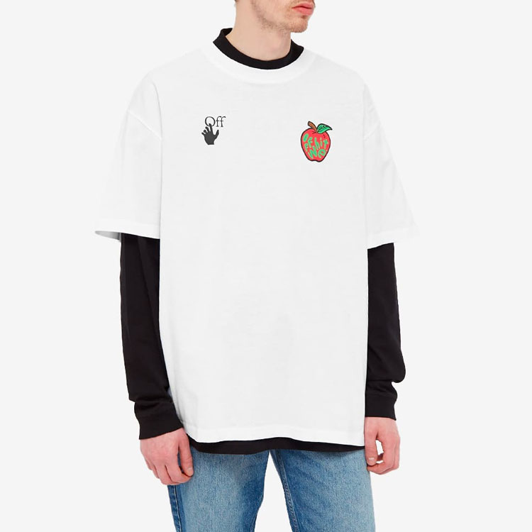 Lookbook Camiseta Blanca Off-White Apple Arrow Print. OMAA038S21JER0150125
