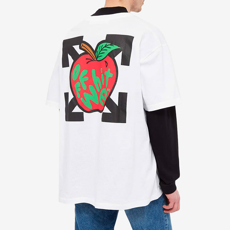 Shop Camiseta Blanca Off-White Apple Arrow Print. OMAA038S21JER0150125