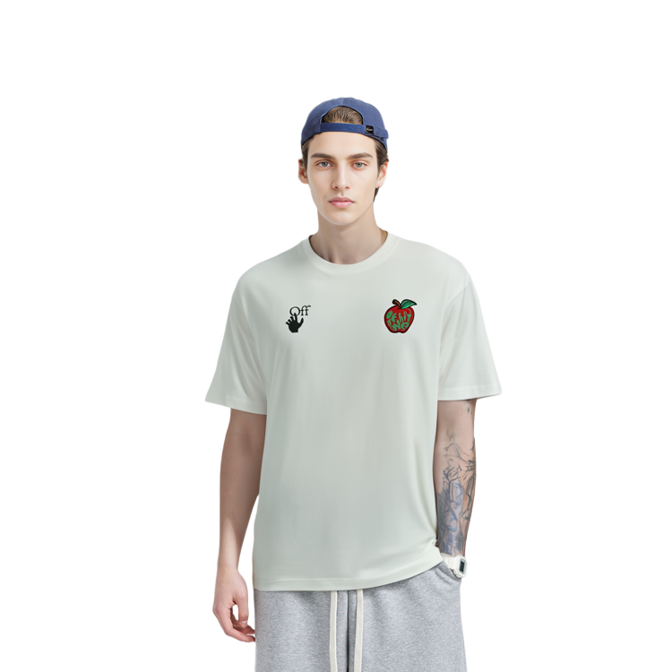 Details for Camiseta Blanca Off-White Apple Arrow Print. OMAA038S21JER0150125