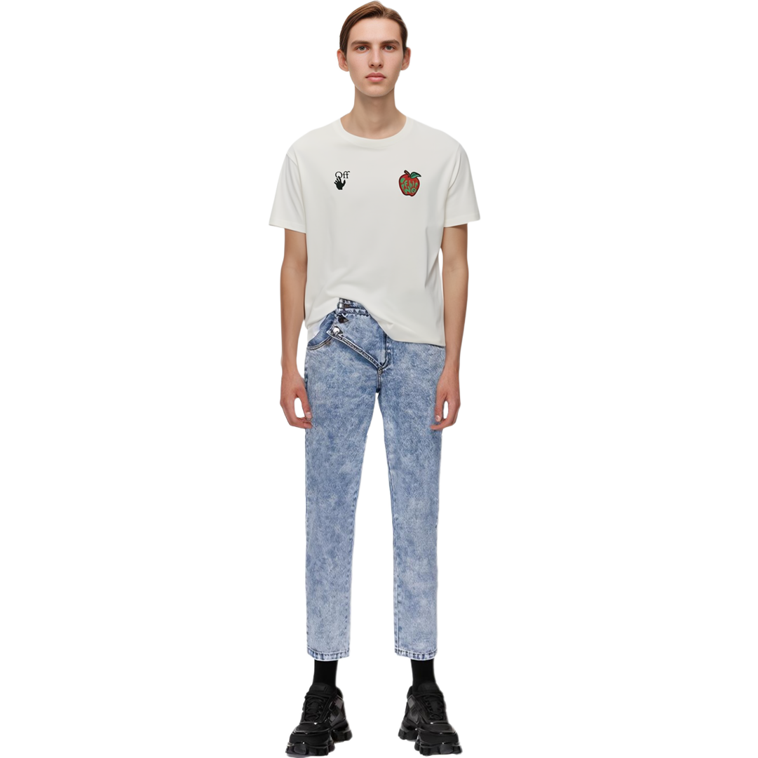 Cheap Camiseta Blanca Off-White Apple Arrow Print. OMAA038S21JER0150125