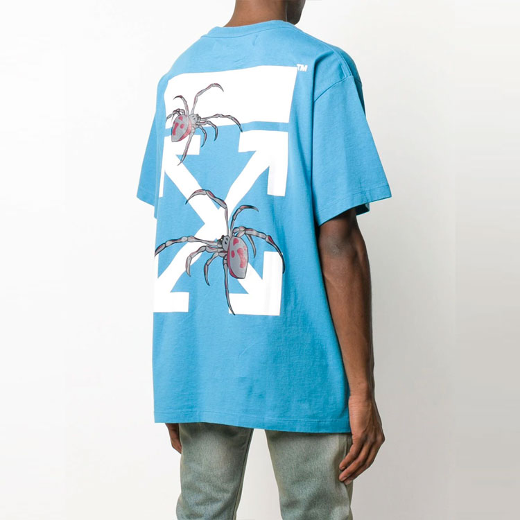 OFF-WHITE Arachno Arrow T-shirt Light Blue Loose Fit OMAA038S201850013088 圖 5