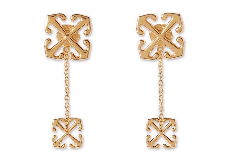 Off-White Arrow-Motif Drop Earrings Gold