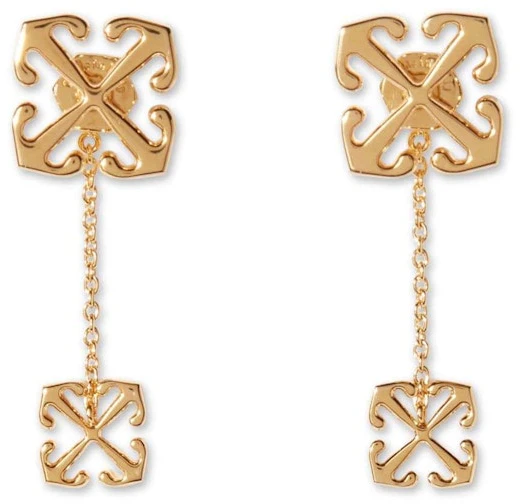 off-white-arrow-motif-drop-earrings-gold