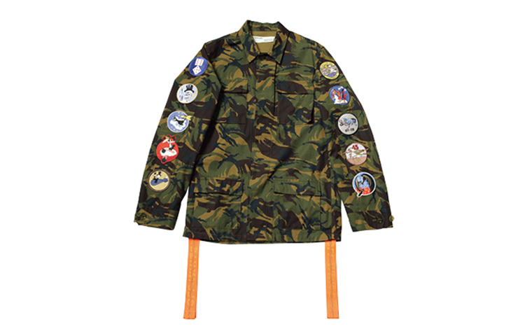 Lookbook 오프화이트 애로우 배지 테이프 재킷 남성 그린 카모 OMEL001S187340129901