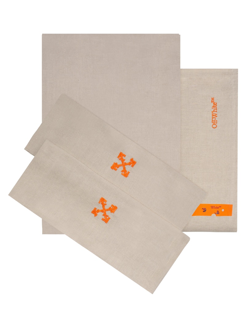 Buy Juego de Cama Doble Off-White Arrow Lino Beige/Naranja
