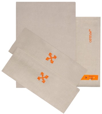 Juego de Cama Doble Off-White Arrow Lino Beige/Naranja Buy Juego de Cama Doble Off-White Arrow Lino Beige/Naranja
