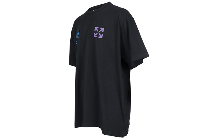 Shop OFF-WHITE Kaos Pendek Logo Panah Cetak Warna Hitam OMAA038S22JER0061045