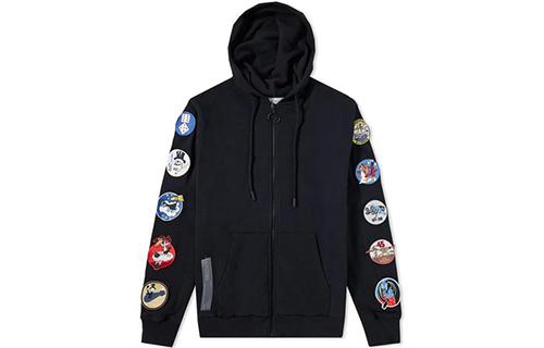 Lookbook 오프-화이트 애로우 메달리온 집 후드 블랙 레귤러 핏 OMBB030S180030081000